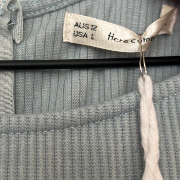 NWT - "Here Comes The Sun" Steel Blue Knit Dress - Size Large - Picture 4 of 4